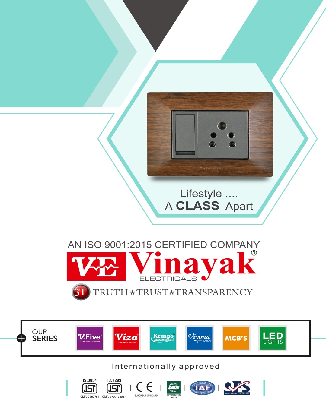 Vinayak Electricals product catalogue – switches, sockets, modular plates & accessories
